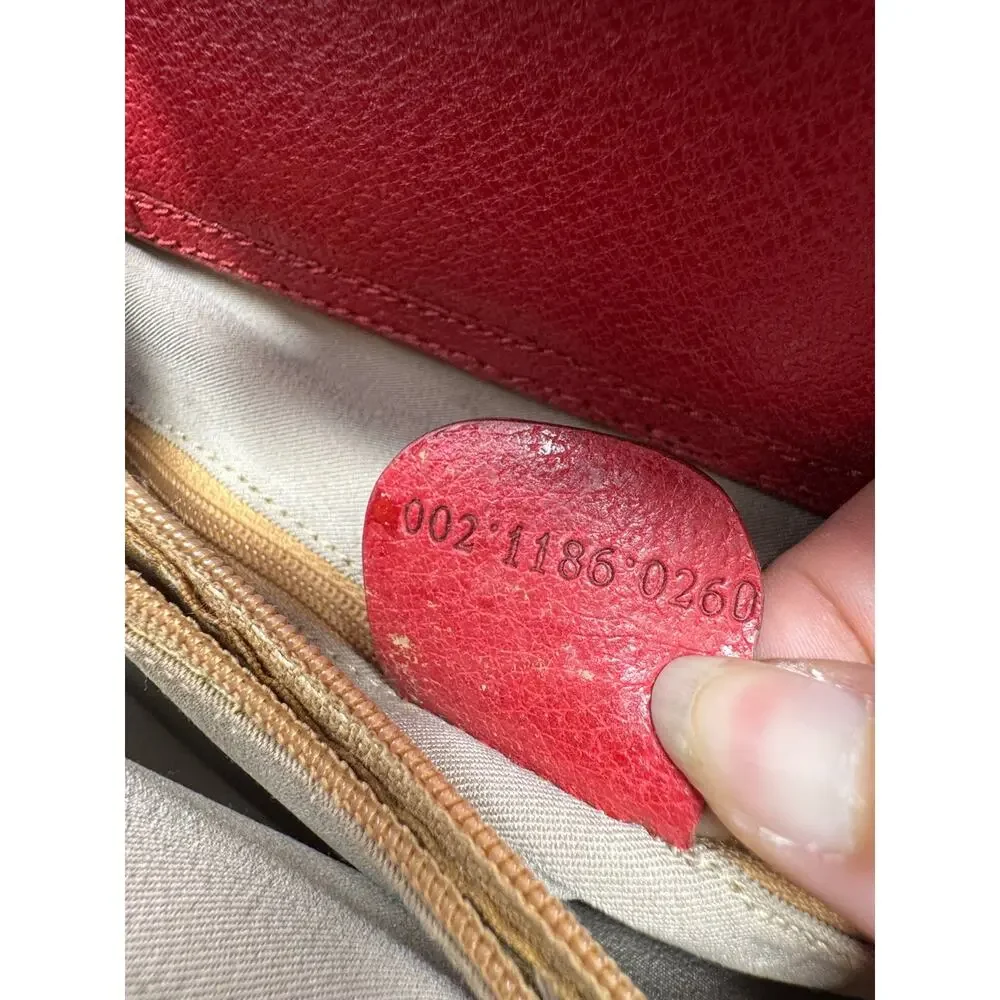 Gucci Vintage Diana Red Leather Bamboo Tote Bag